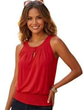 "Petite Studio" (SP)Very Pretty Orange Tank with Wide Elastic at Hemline
